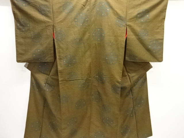 JAPANESE KIMONO / ANTIQUE KIMONO / TAISHO ROMAN STYLE / SILK / TSUMUGI / WOVEN FLORAL CREST